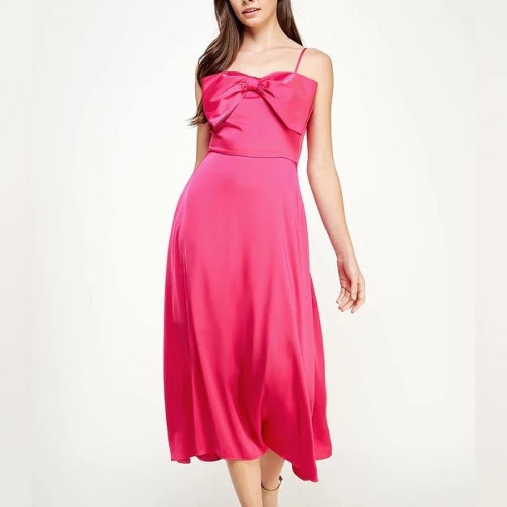 NWT | Hot Pink Bow Detail Satin Dress
